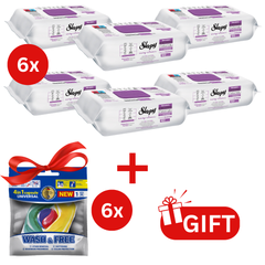 PACHET PROMO: 6× Șervețele Sleepy Orchid Garden 100 buc + 6× Capsule rufe Wash & Free 4in1