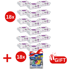 PACHET PROMO: 18× Șervețele Sleepy Orchid Garden 100 buc + 18× Capsule rufe Wash & Free 4in1