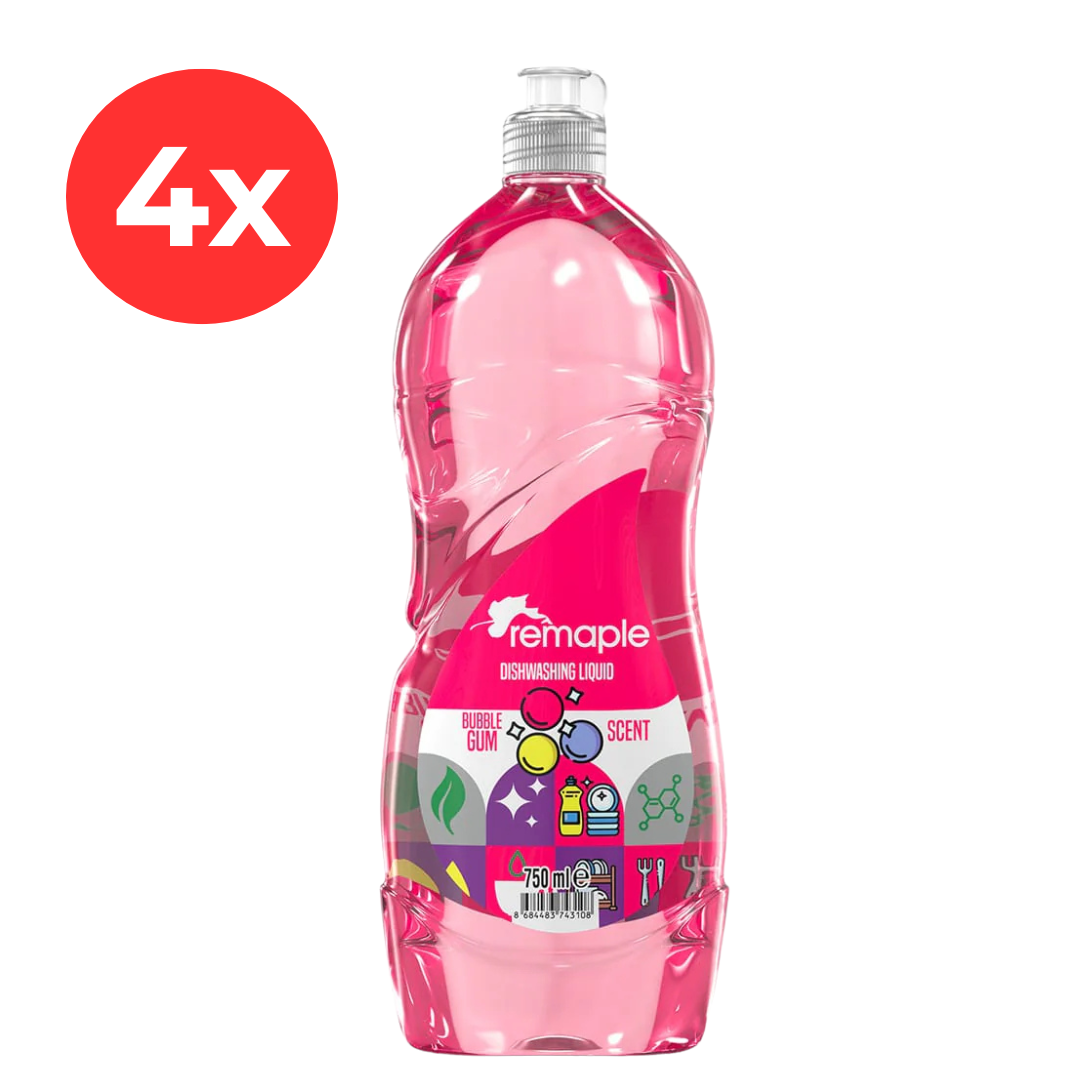 4 x REMAPLE Detergent de vase Bubble Gum, 750ml