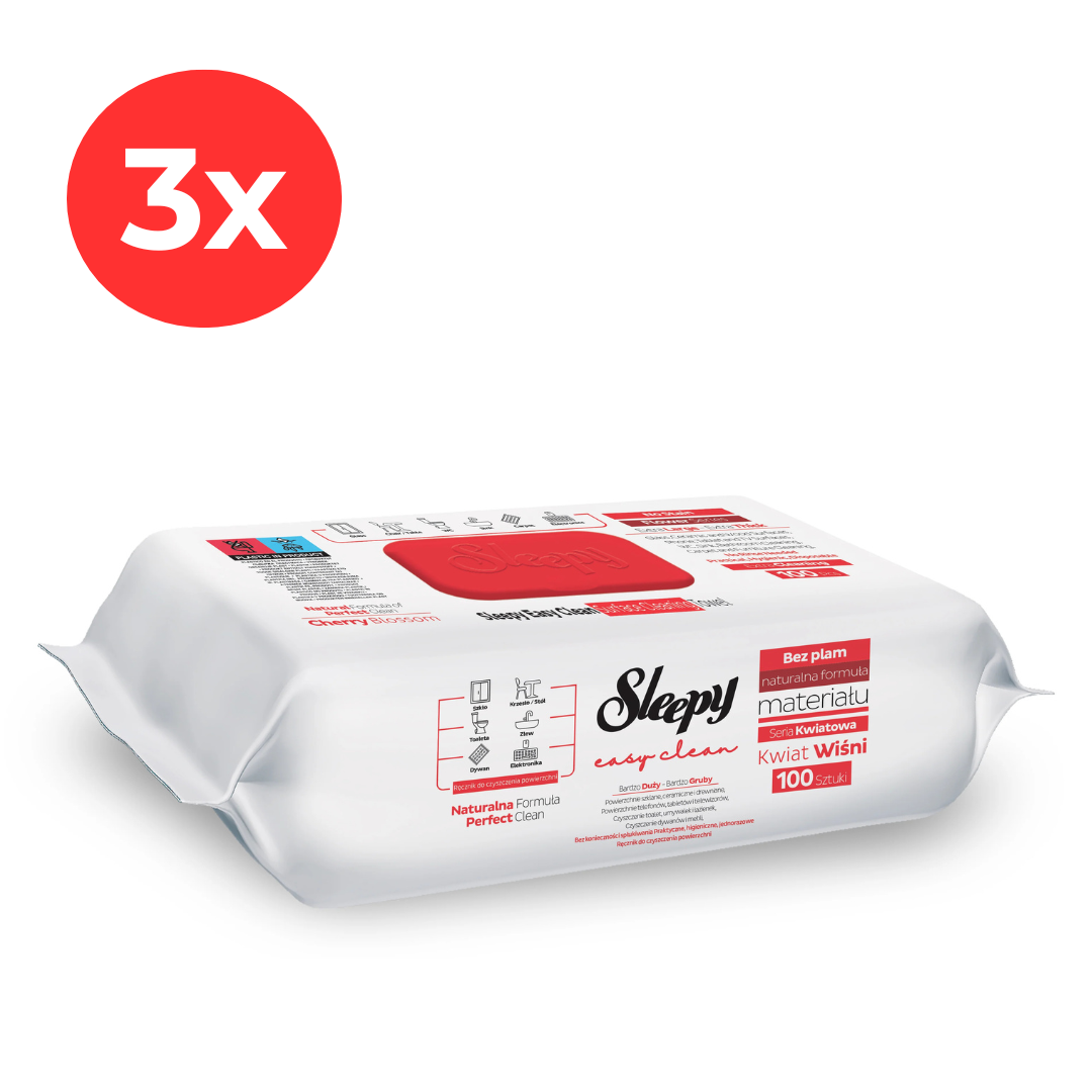 3x SLEEPY EASY CLEAN Servetele umede multisuprafete Cherry Blossom 100