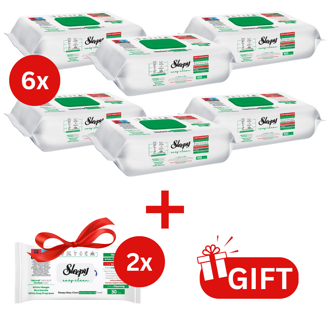 PACHET PROMO: 6× Șervețele Sleepy White Soap Additive 100 buc + 2× Șervețele White Soap 30 buc