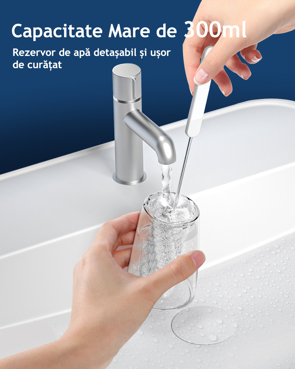 Irigator bucal portabil, JTF Sonic, F300 (9 capete, cablu de încărcare) cu lampa UV, Alb