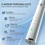 Periuta de dinti electrica, JTF Sonic, P200 (6 capete de periuta,  trusa de calatorit, suport de incarcare), Alb