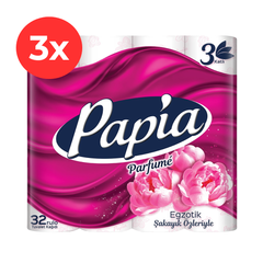 3x Hartie igienica PAPIA Parfume, 32 role, 3 straturi