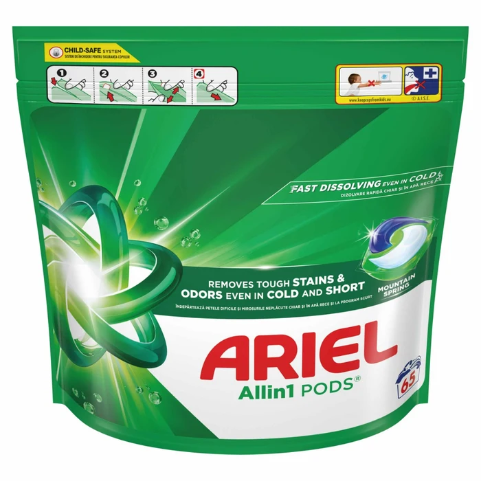 Capsule Detergent pentru Rufe, 65 Spălări- Ariel All in 1 PODS Mountain Spring