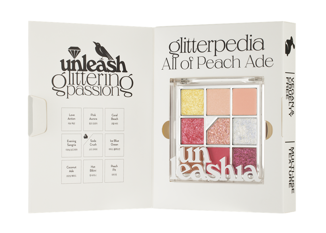 Unleashia Paleta farduri pentru ochi cu glitter N7 All of Peach Ade, 6.2g