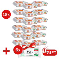 PACHET PROMO: 18× Șervețele Sleepy Easy Clean portocală 50 buc + 6× Șervețele White Soap 30 buc
