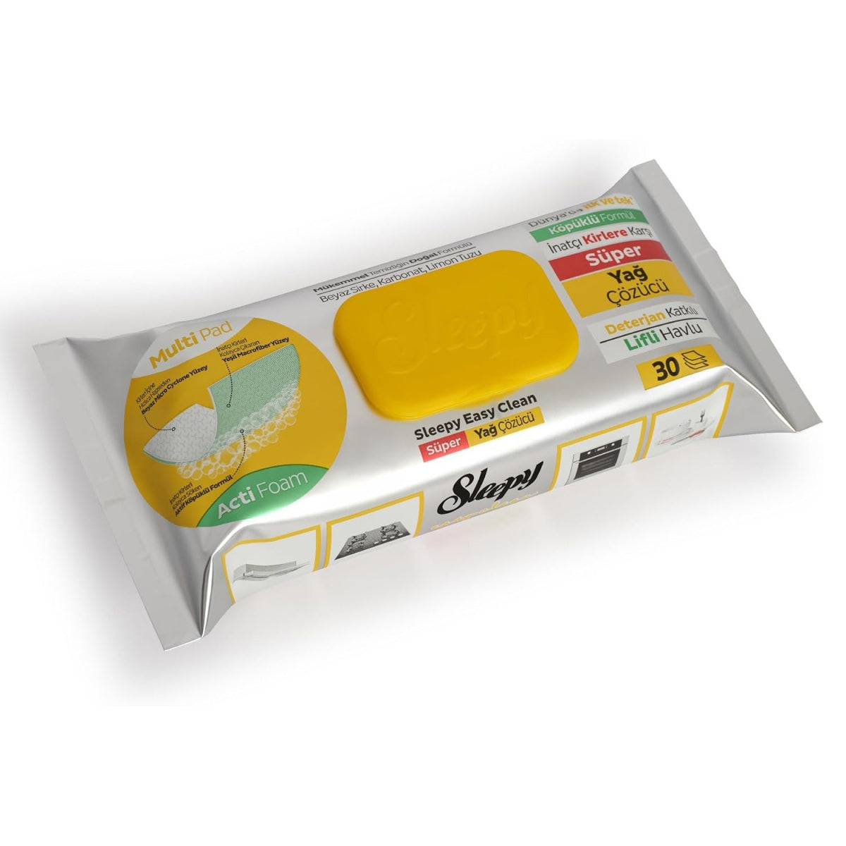 Șervețele umede de curățare Sleepy Easy Clean Bucătărie Degresante cu spumă activă – 30 bucăți