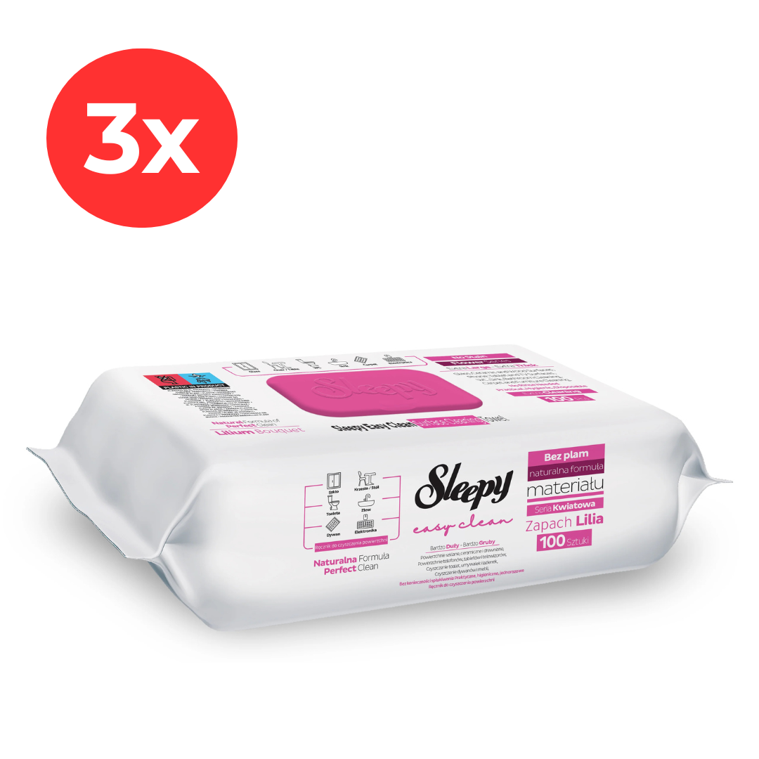 3x SLEEPY EASY CLEAN Servetele umede multisuprafete Lilium Bouquet 100