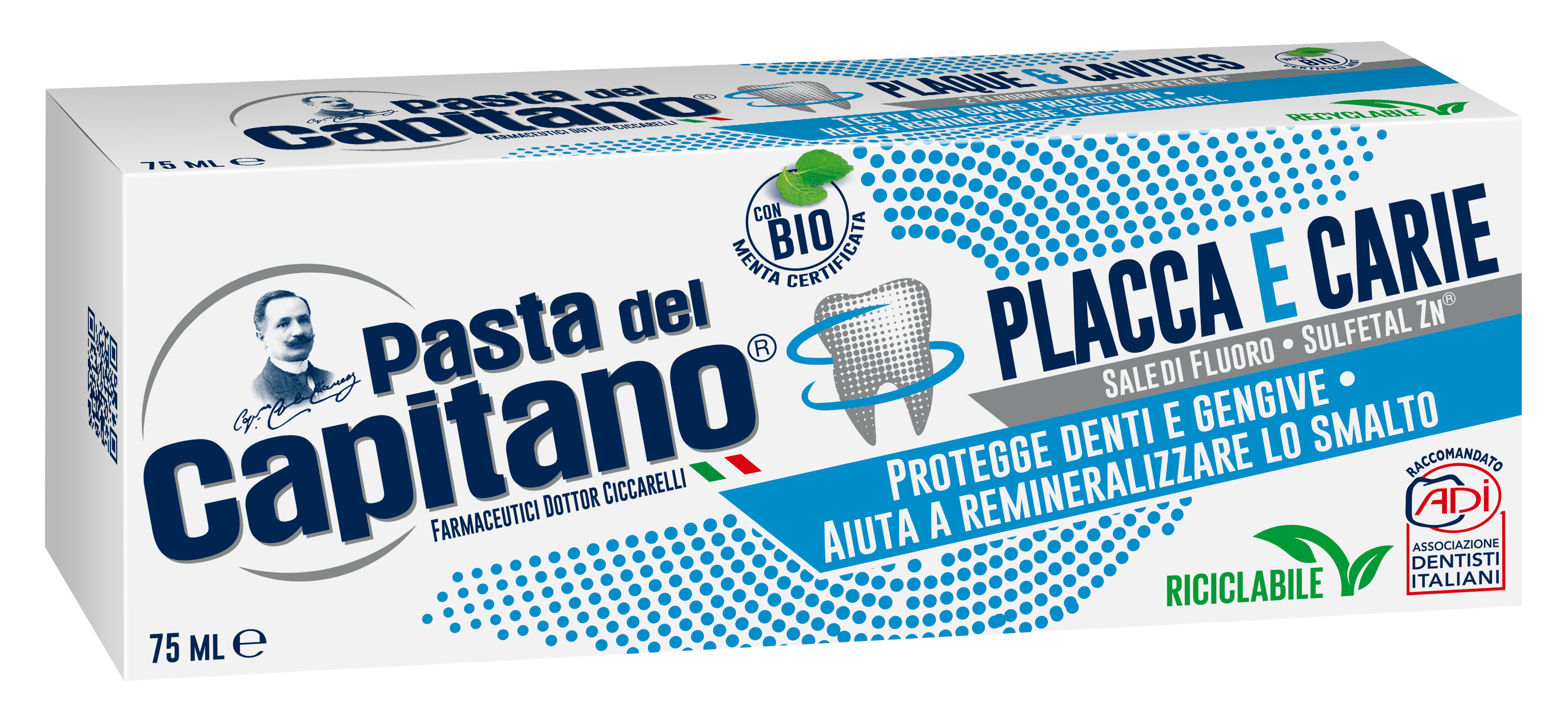 Pasta de dinti impotriva placii si cariilor 75 ml- Pasta Del Capitano