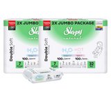 PACHET PROMO- 2x”Scutece-Chiloțel pentru bebeluși Sleepy Natural H2O Double-7 XXXlarge”