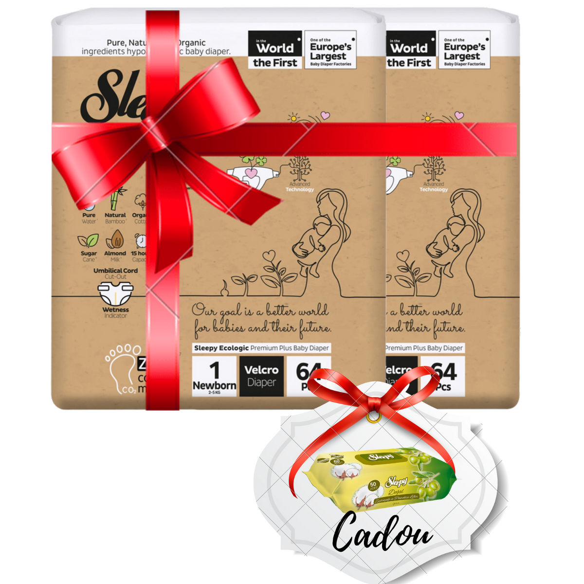 PACHET PROMO- 2x”Scutece pentru bebeluși Sleepy Ecologic Double, mărimea 1”