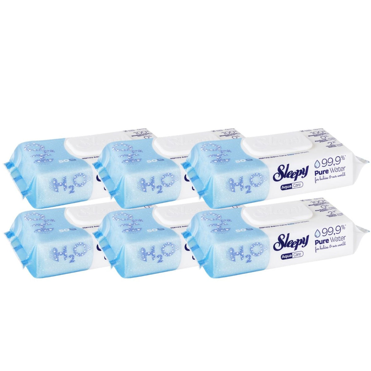 Servetele umede pentru bebelusi Sleepy Aqua Care, 6 x 50 bucati – Pachet Promotional