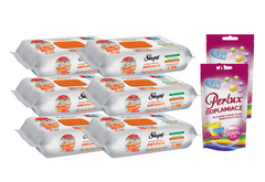 PACHET PROMO: 6× Șervețele Sleepy Easy Clean portocală 50 buc + 2× Soluție Perlux pentru îndepărtarea petelor