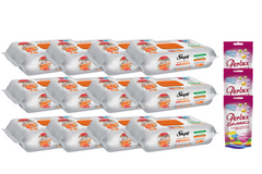 PACHET PROMO: 12× Șervețele Sleepy Easy Clean portocală 50 buc + 3× Soluție Perlux pentru îndepărtarea petelor
