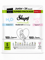 Scutece-Chilotel pentru bebeluși Sleepy Natural H20, marime 5 Junior , 11-18kg, 24 bucati