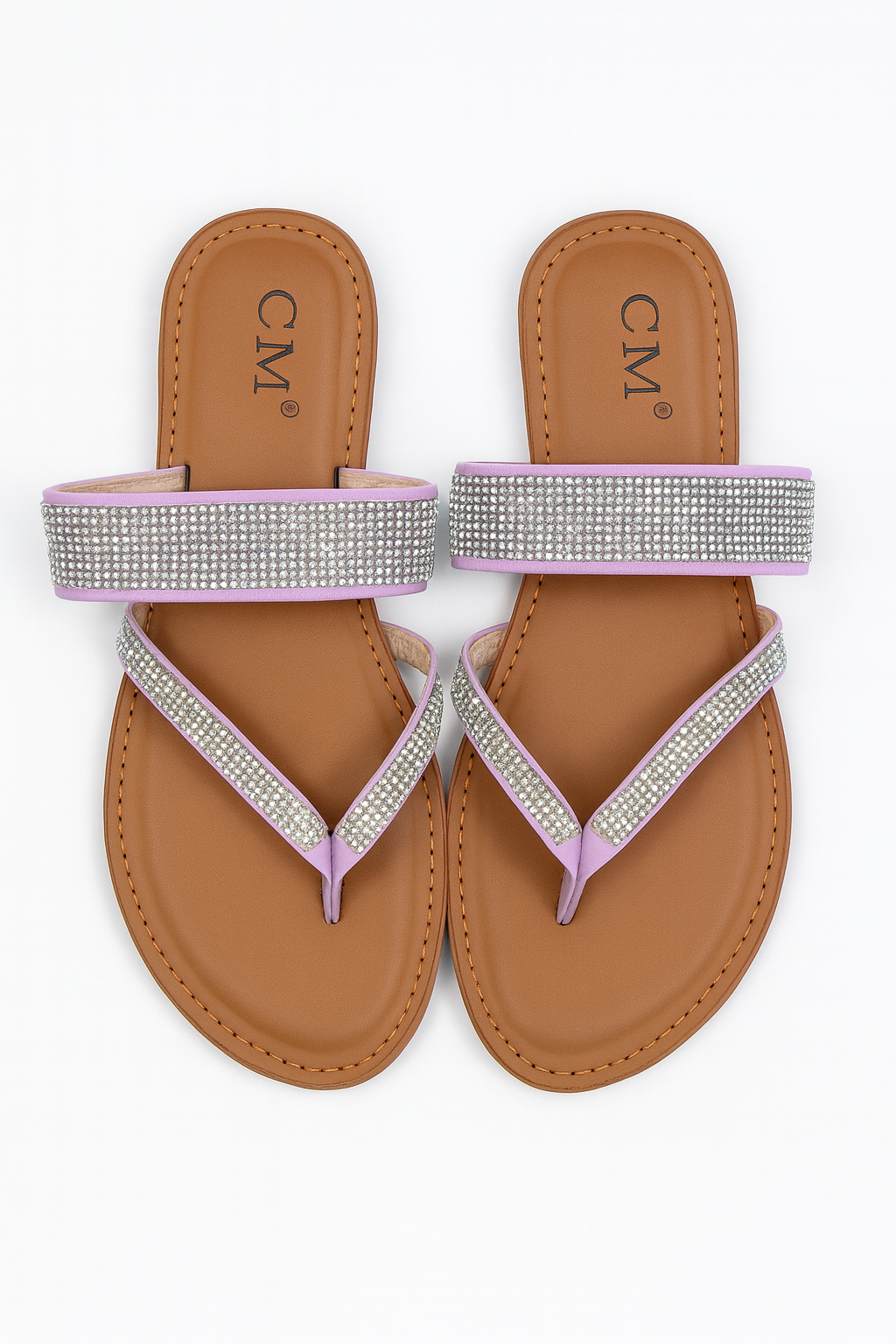 Sandale Flip-Flop Dama CM®  Diamond – Barete Duble cu Strass- purple- marimea 36