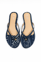 Papuci damă C'M® Bandana Noir– Print Paisley- culoare navy- marimea 36