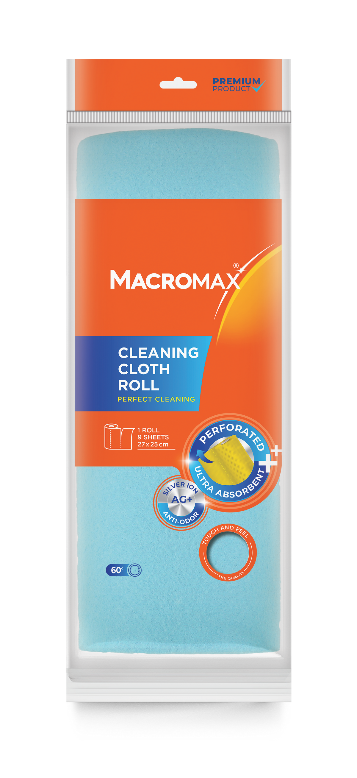 Rolă lavete de curățare MACROMAX Anti-odor, 27 x 25 cm, 9 buc.