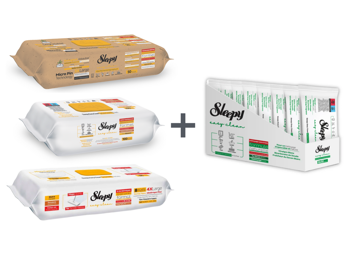 PACHET PROMO - 1x Sleepy Easy Clean + 1x Sleepy Easy Clean BIO + 1x Sleepy Easy Clean Laveta Pardoseli + 1x Sleepy Easy Clean 30buc.x8