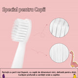 Periuta de dinti electrica pentru copii, JTF Sonic, J20C (4 capete de periuta, cablu de incarcare), Roz