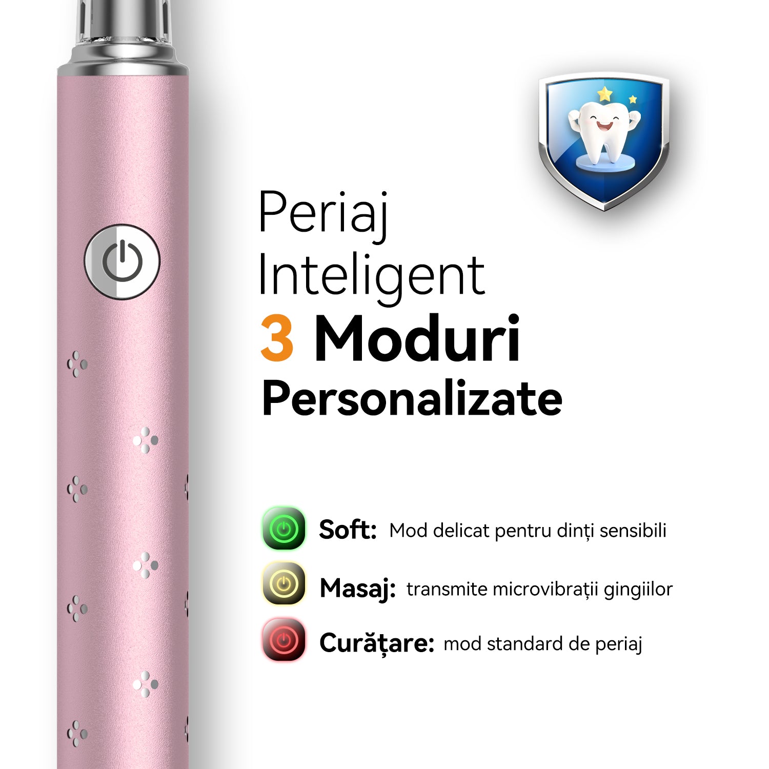 Periuta de dinti electrica, JTF Sonic, J30 (6 capete de periere) Roz