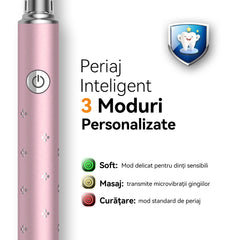 Periuta de dinti electrica, JTF Sonic, J30 (6 capete de periere) Roz