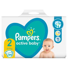 Scutece pentru bebeluși Pampers Active Baby, Mărimea 2, 4-8kg, 96 buc.