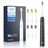 Periuta de dinti electrica, JTF Sonic, P100 (6 capete de periuta, cablu de incarcare, suport), Negru