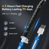 Periuta de dinti electrica, JTF Sonic, P100 (6 capete de periuta, cablu de incarcare, suport), Negru