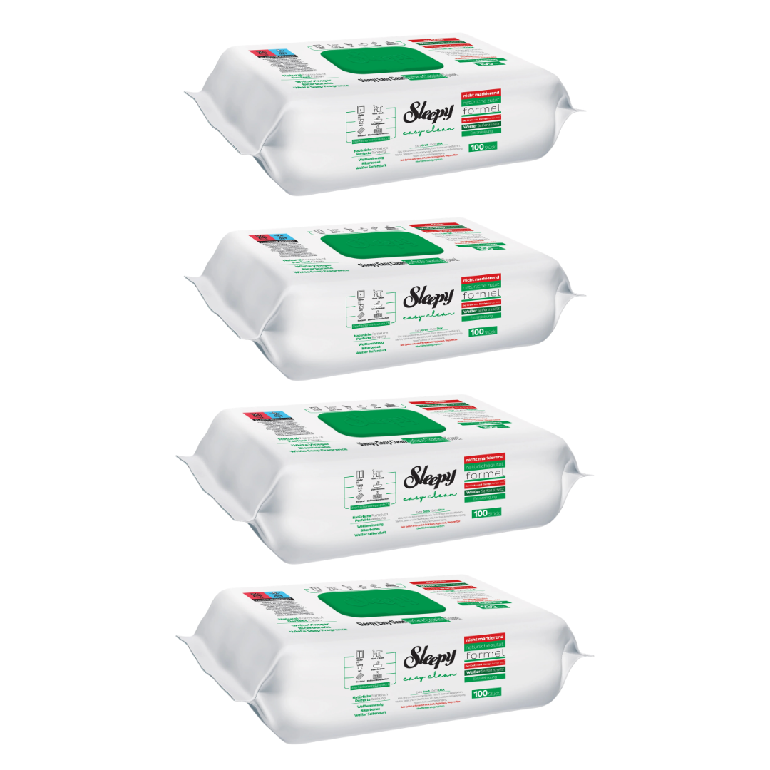 PACHET PROMO - 4 x Șervețele Umede Sleepy Easy Clean White Soap Additive Multisuprafețe, 100 Buc