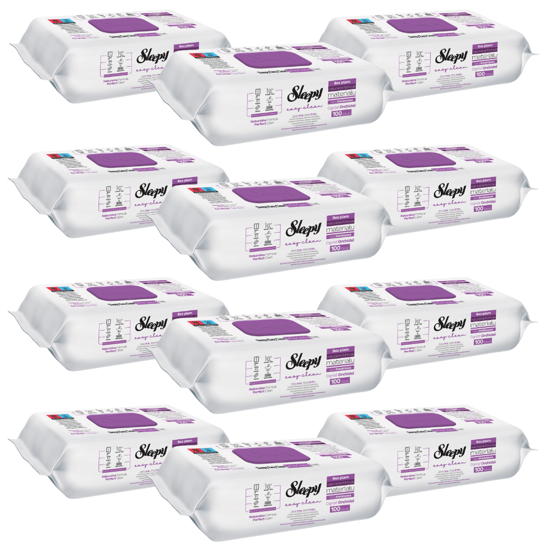 PACHET PROMO - 12 x Servetele Umede Sleepy Easy Clean Multisuprafete Orchid Garden, 100 Buc