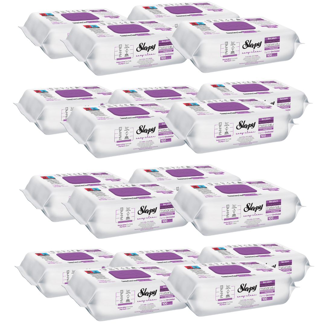 PACHET PROMO - 18 x Servetele Umede Sleepy Easy Clean Multisuprafete Orchid Garden, 100 Buc