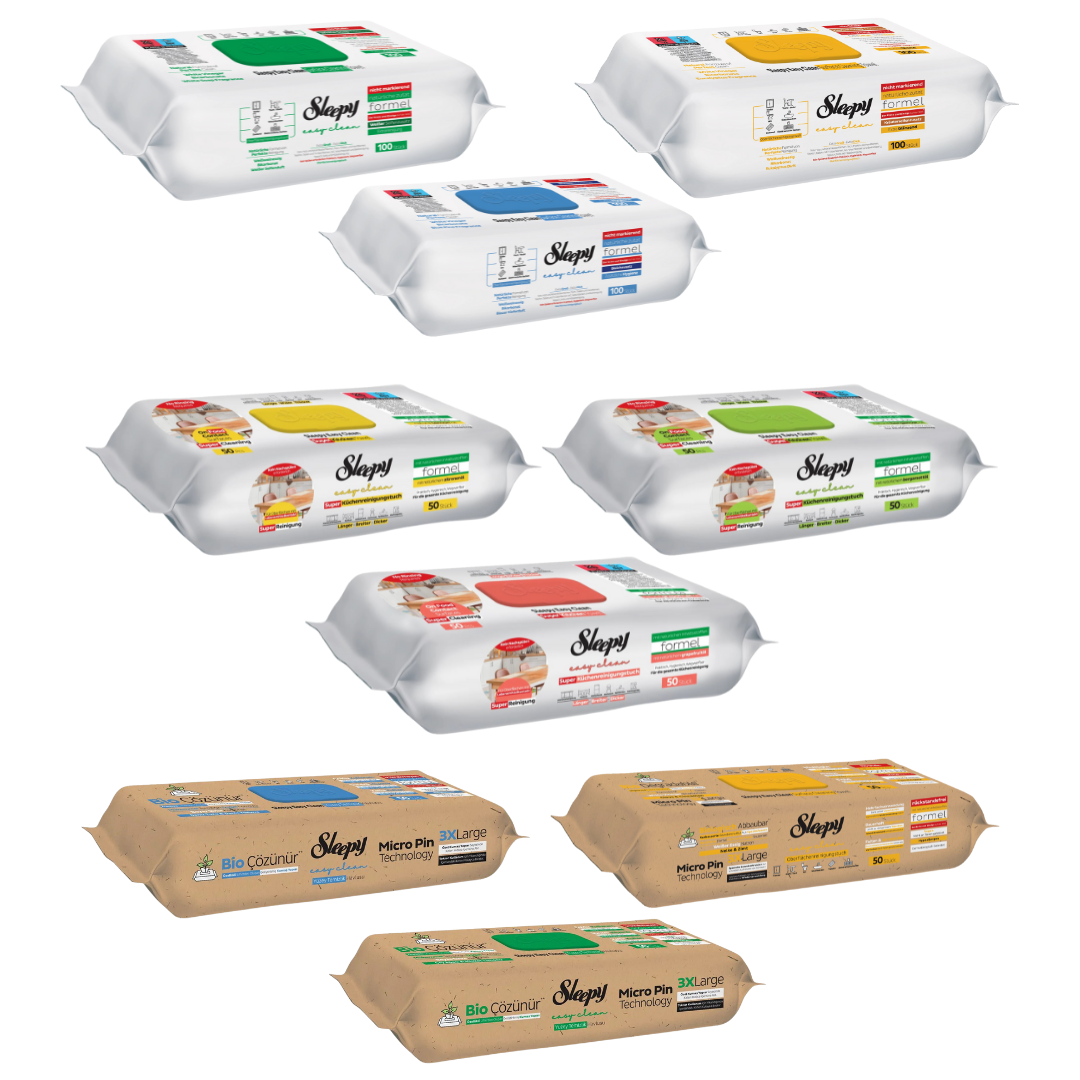 PACHET PROMO - 9 x Servetele Umede Sleepy Easy Clean Multisuprafete, Mix
