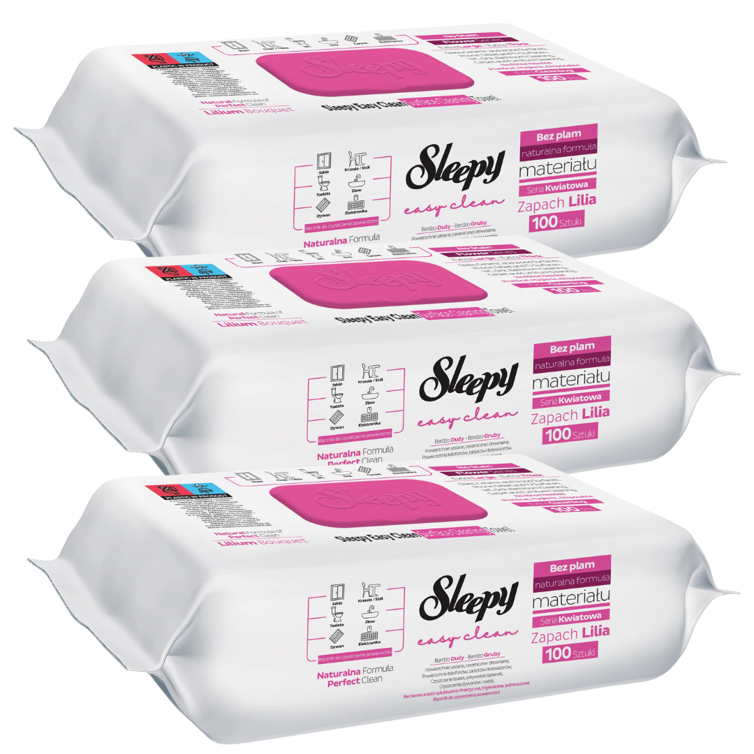 PACHET PROMO - 3 x Șervețele Umede Sleepy Easy Clean Lilium Bouquet Multisuprafețe, 100 Buc