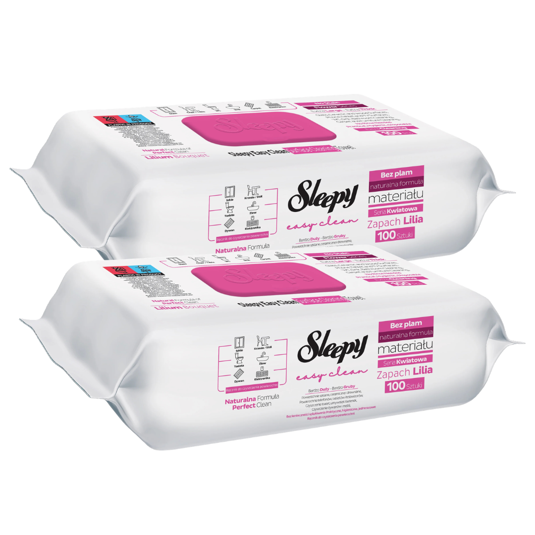 PACHET PROMO - 2 x Șervețele Umede Sleepy Easy Clean Lilium Bouquet Multisuprafețe, 100 Buc