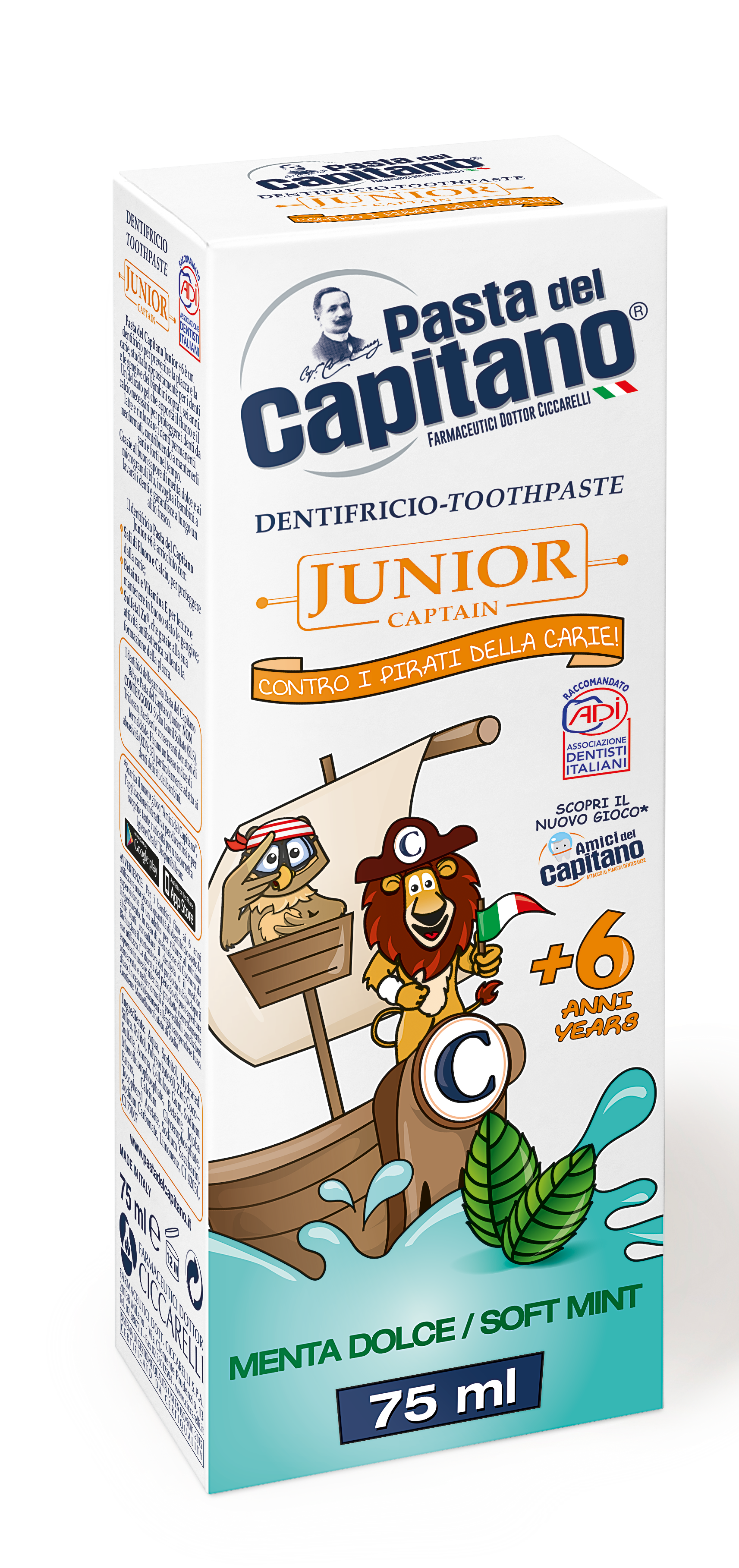 Pasta de dinti SOFT MINT pentru copii 75 ml- Pasta Del Capitano Junior
