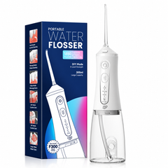 Irigator bucal portabil, JTF Sonic, F300 (9 capete, cablu de încărcare) cu lampa UV, Alb