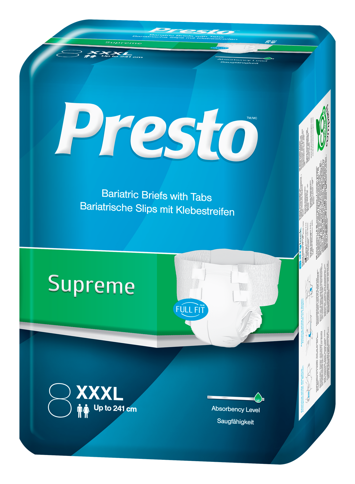 Scutece Adulti PRESTO Supreme XXXL, 198 - 240cm, 8 bucati