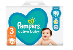 Scutece pentru bebeluși Pampers Active Baby, Mărimea 3, 6-10kg, 90 buc.