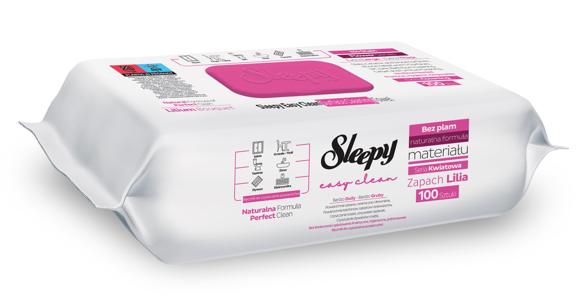 Șervețele umede Sleepy Easy Clean Lilium Bouquet multisuprafețe, 100 buc