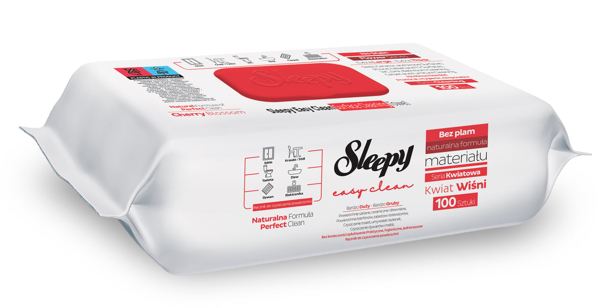 Șervețele umede Sleepy Easy Clean Cherry Blossom multisuprafețe, 100 buc