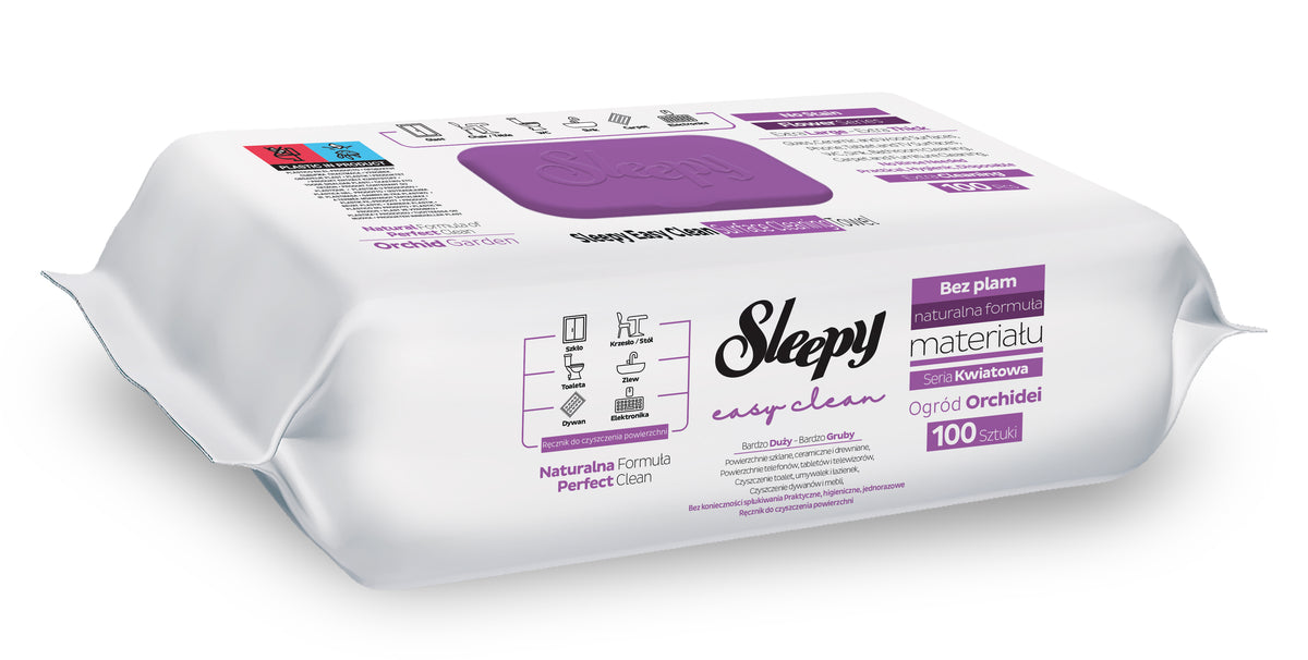 Șervețele umede Sleepy Easy Clean Orchid Garden multisuprafețe, 100 buc