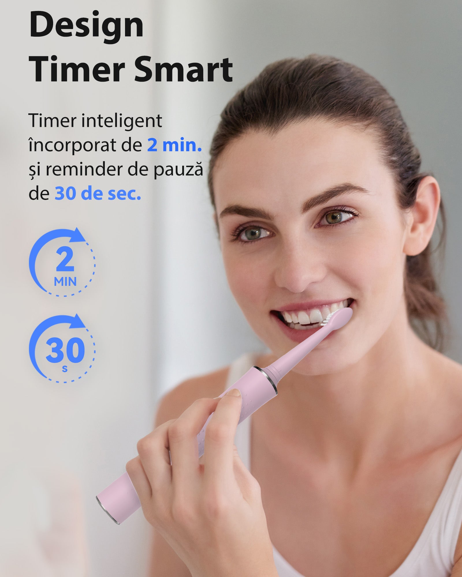 Periuta de dinti electrica, JTF Sonic, J40 (8 capete de periere) Roz