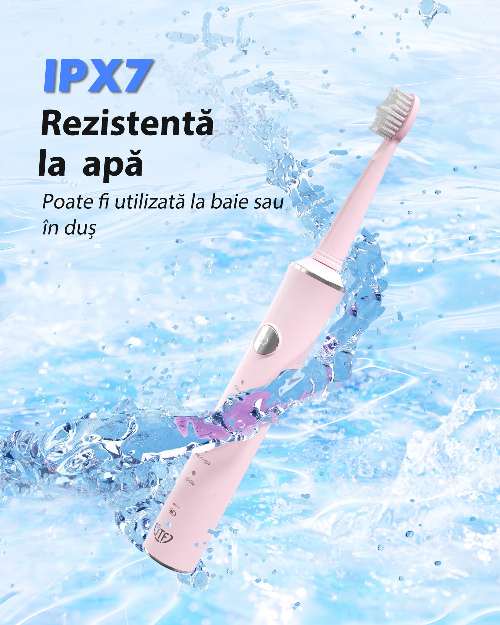 Periuta de dinti electrica, JTF Sonic, J40 (8 capete de periere) Roz
