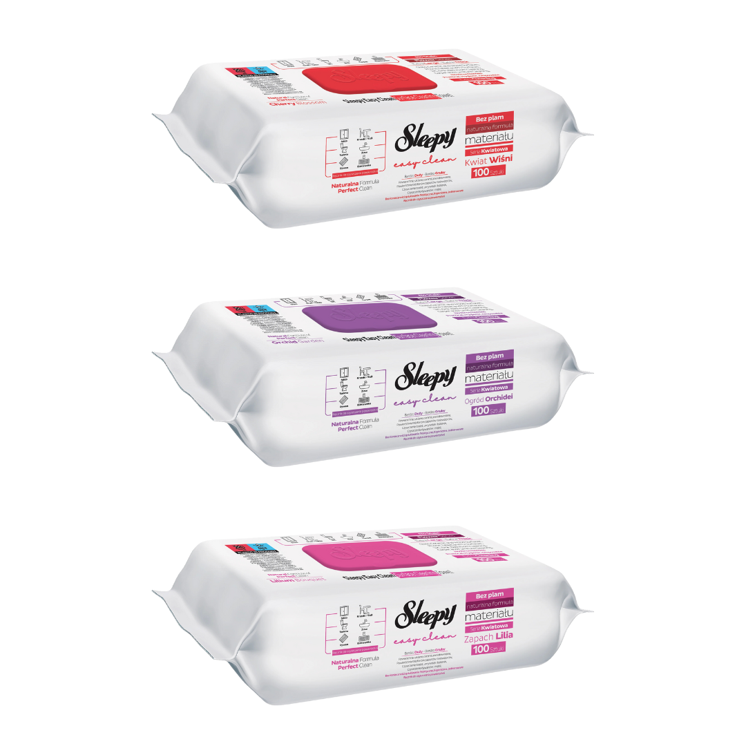 PACHET PROMO - 3 x Servetele Umede Sleepy Easy Clean Multisuprafete Mix, 100 Buc