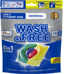 Detergent de rufe capsule Wash & Free 4 in 1 Universal – 17 spălări, parfum Fresh
