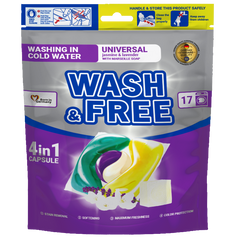Detergent capsule pentru rufe WASH & FREE Jasmine & Lavender cu săpun de Marsilia – 17 capsule