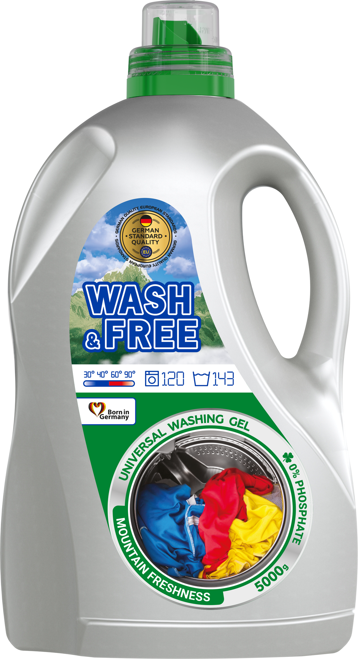 Detergent lichid universal pentru rufe-Mountain Freshness- WASH & FREE – 5L