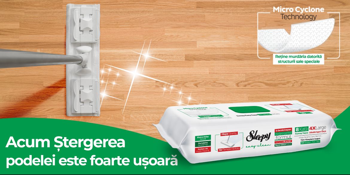 PACHET PROMO PLUS- Lavete umede pentru curatare pardoseli SLEEPY EASY CLEAN+NEW Mop curățare Uscata&Umeda MACROMAX